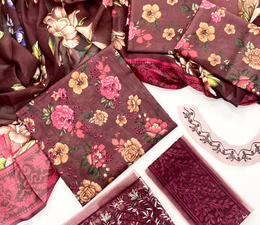 Iznik Digital Printed Luxury Lawn With Patches