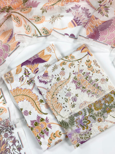 Anaya Noor Emb Bana Dora Lawn With Daman Laserkari 3PC