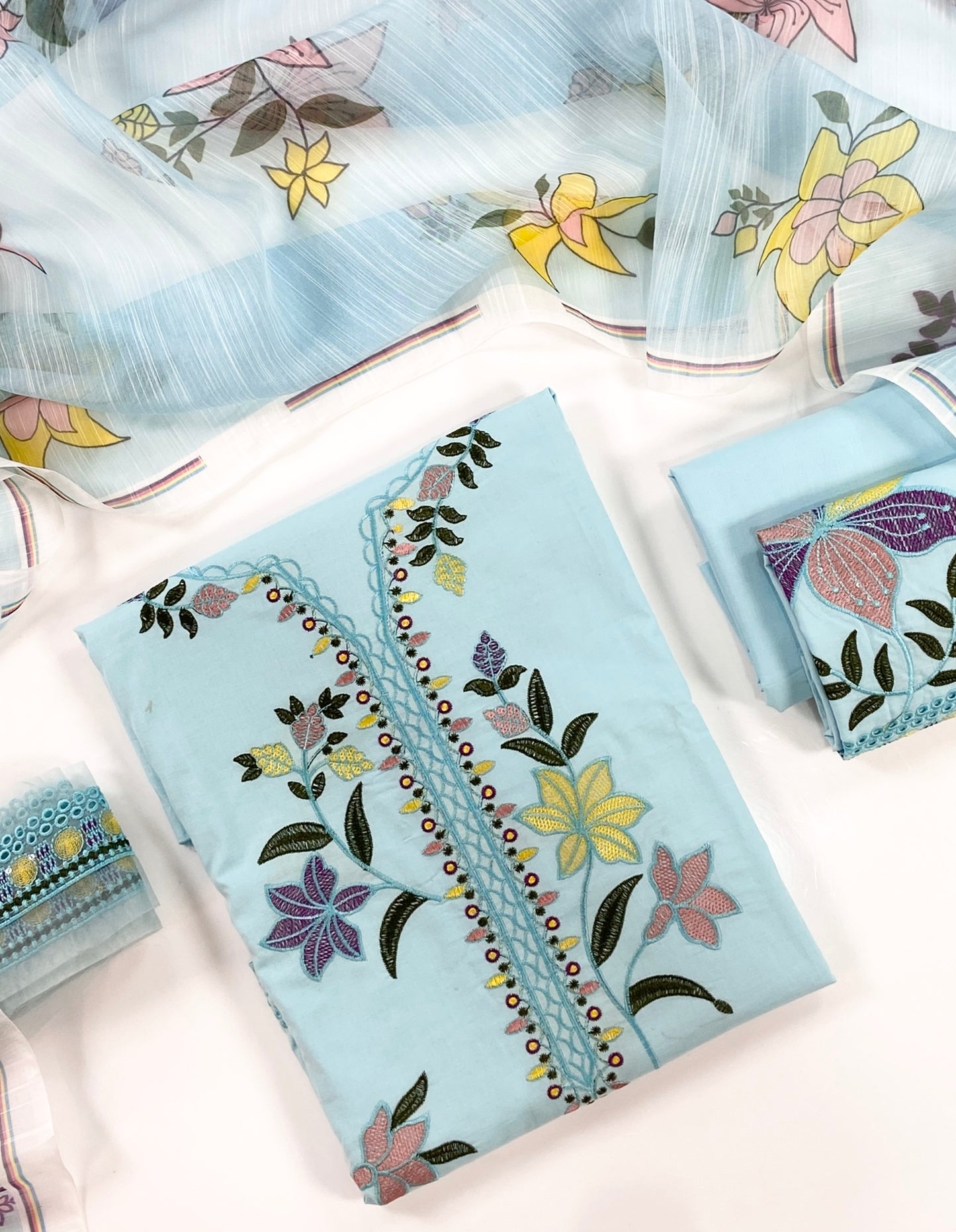 Aneelas Full Embroidered Lawn With Emb Paches 3PC