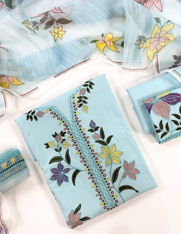 Aneelas Full Embroidered Lawn With Emb Paches 3PC