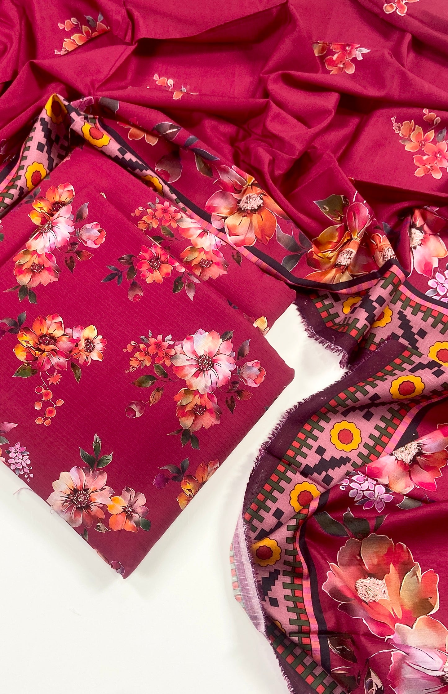 Anaya Noor Printed Bana Dora Slub Linen 3PC