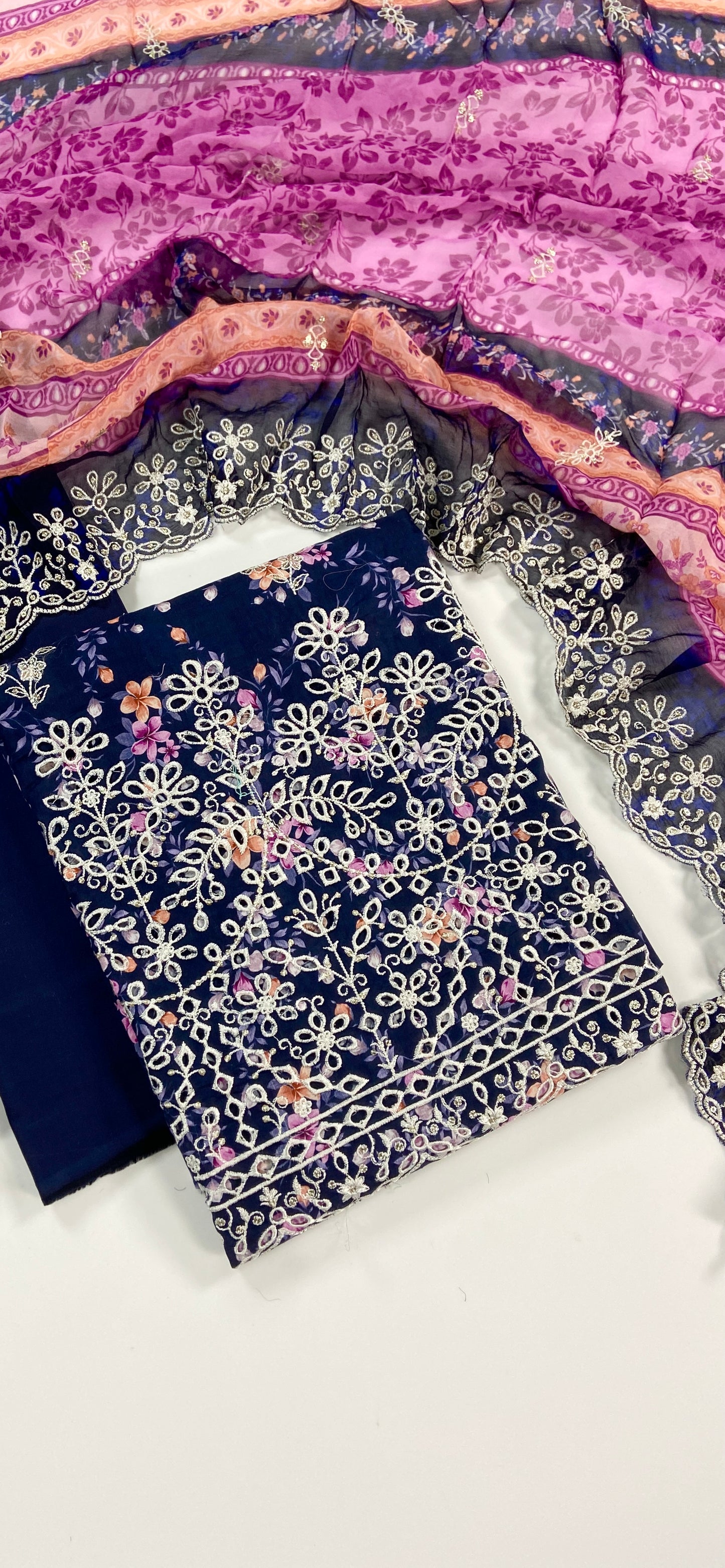 Riwayat Embroidered Lawn With Chiffon Dupatta 3PC