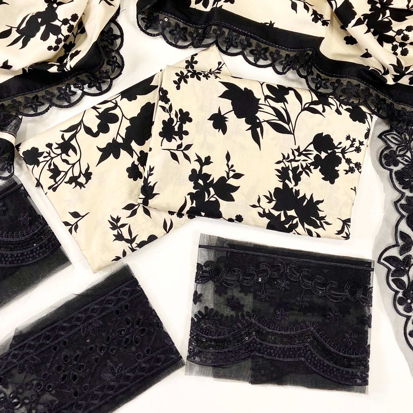 Aneelas Printed Linen With Emb Patches 3PC