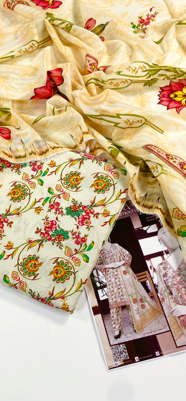 Almeerah Digital Printed Stripe Dora 3PC