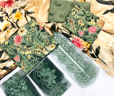 Maria B Printed Luxury Lawn With Patches