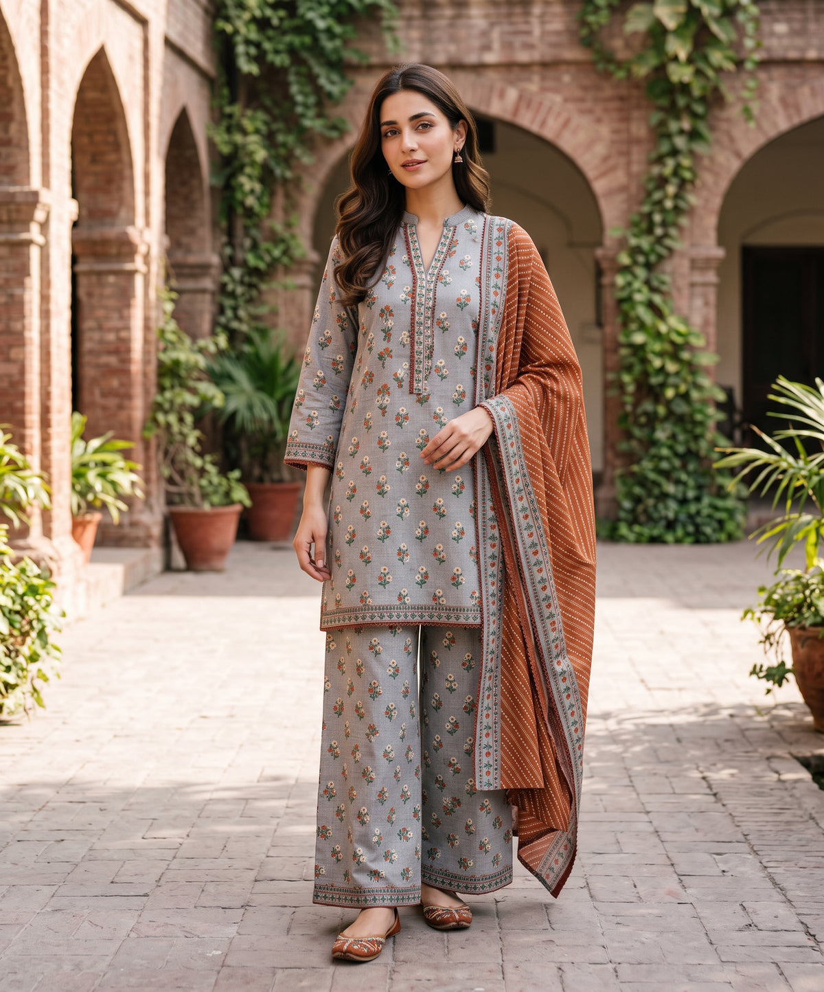 Regalia Premium Printed Stitched Khaddar With Printed Trouser 3PC