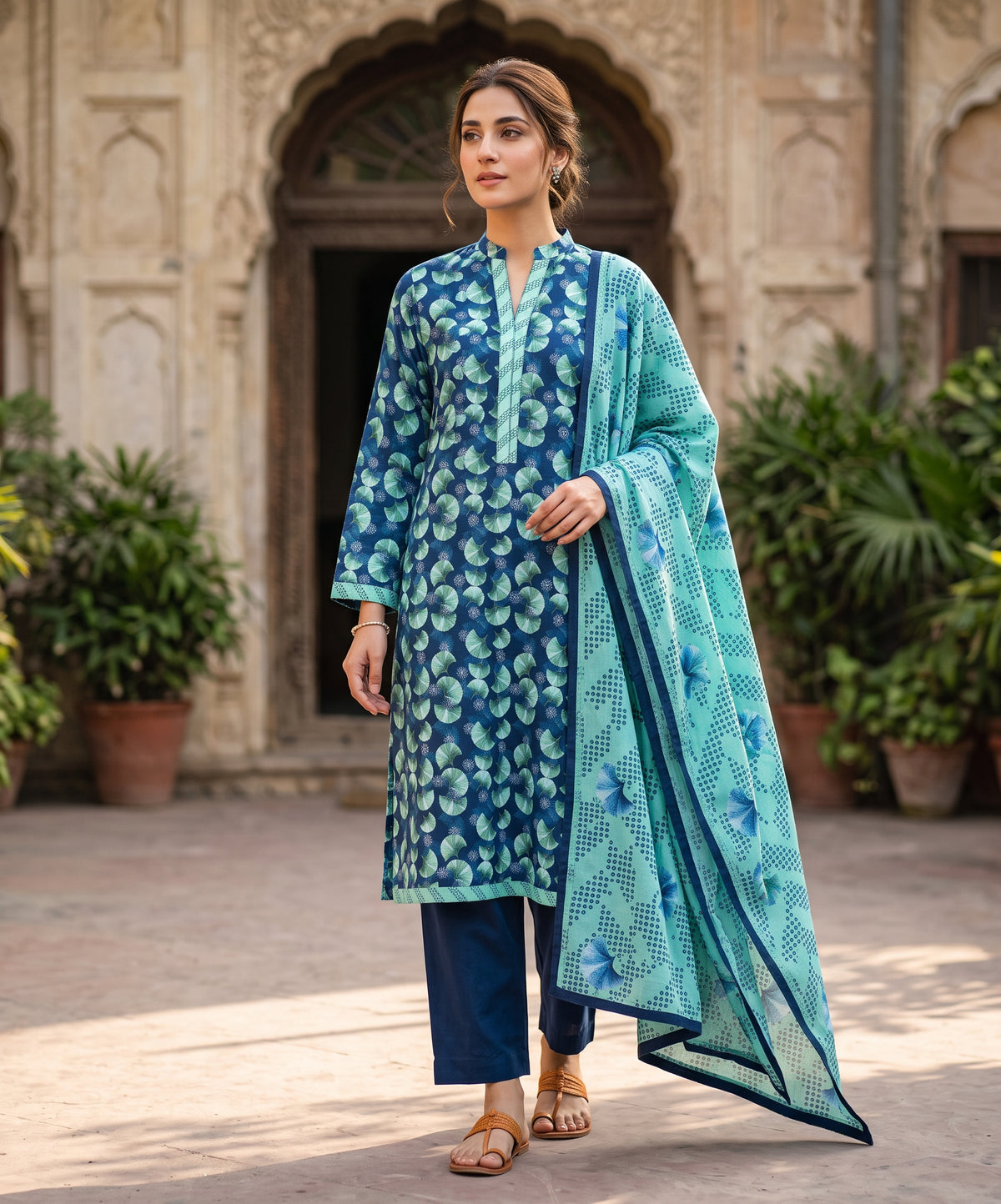 Regalia Premium Printed Stitched Khaddar With Plain Trouser 3PC
