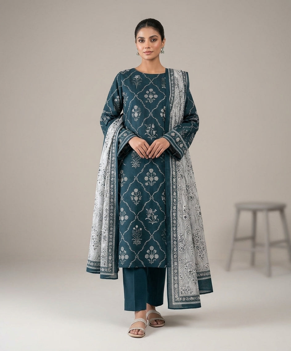 Nisha By Shanaya Digital Printed Stone Linen 3PC