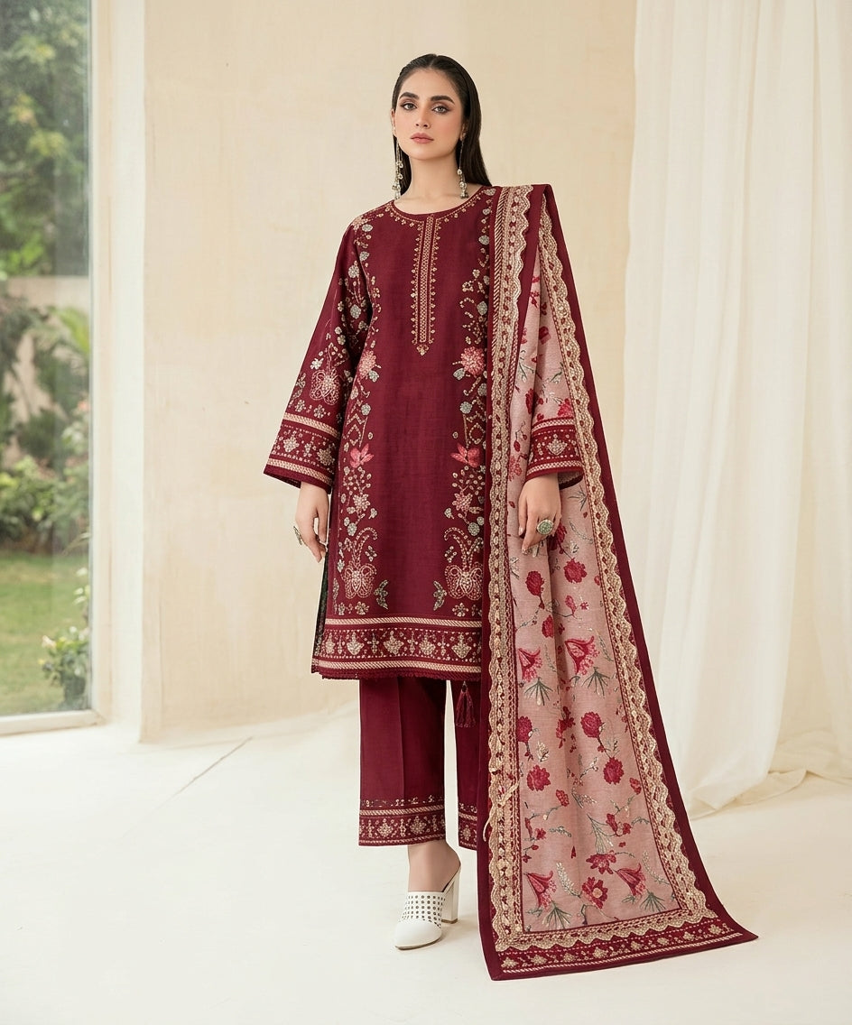 Nisha By Shanaya Digital Printed Stone Linen 3PC