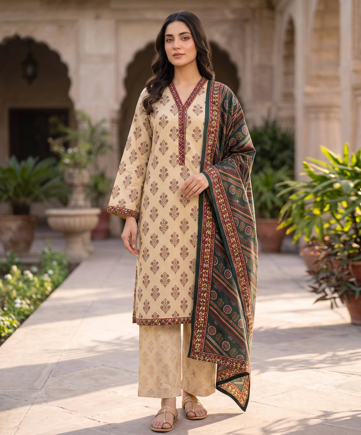 Regalia Premium Printed Stitched Khaddar With Printed Trouser 3PC