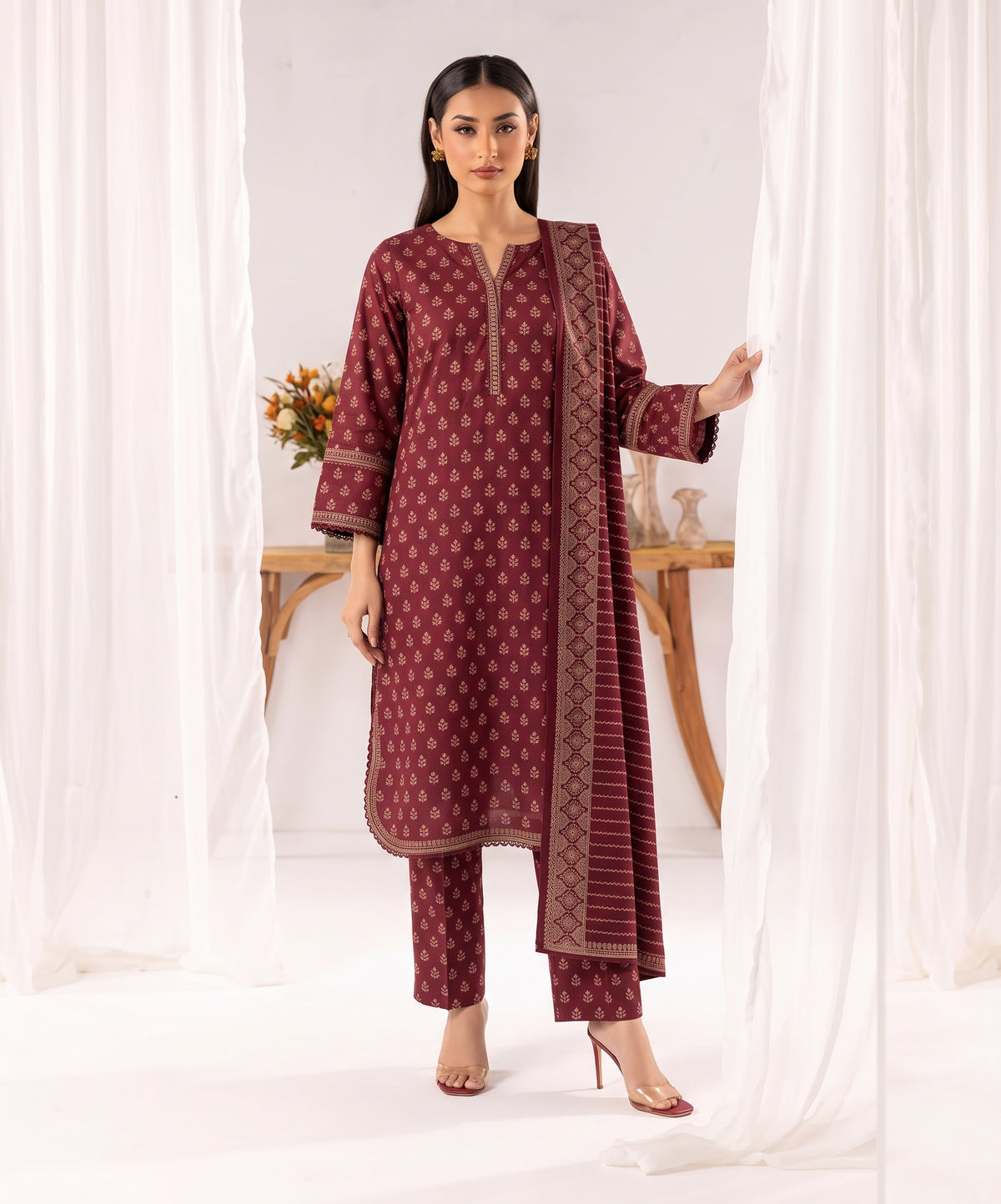 Bin Saeed Digital Printed Airline Long Khaddar Stitched 3PC
