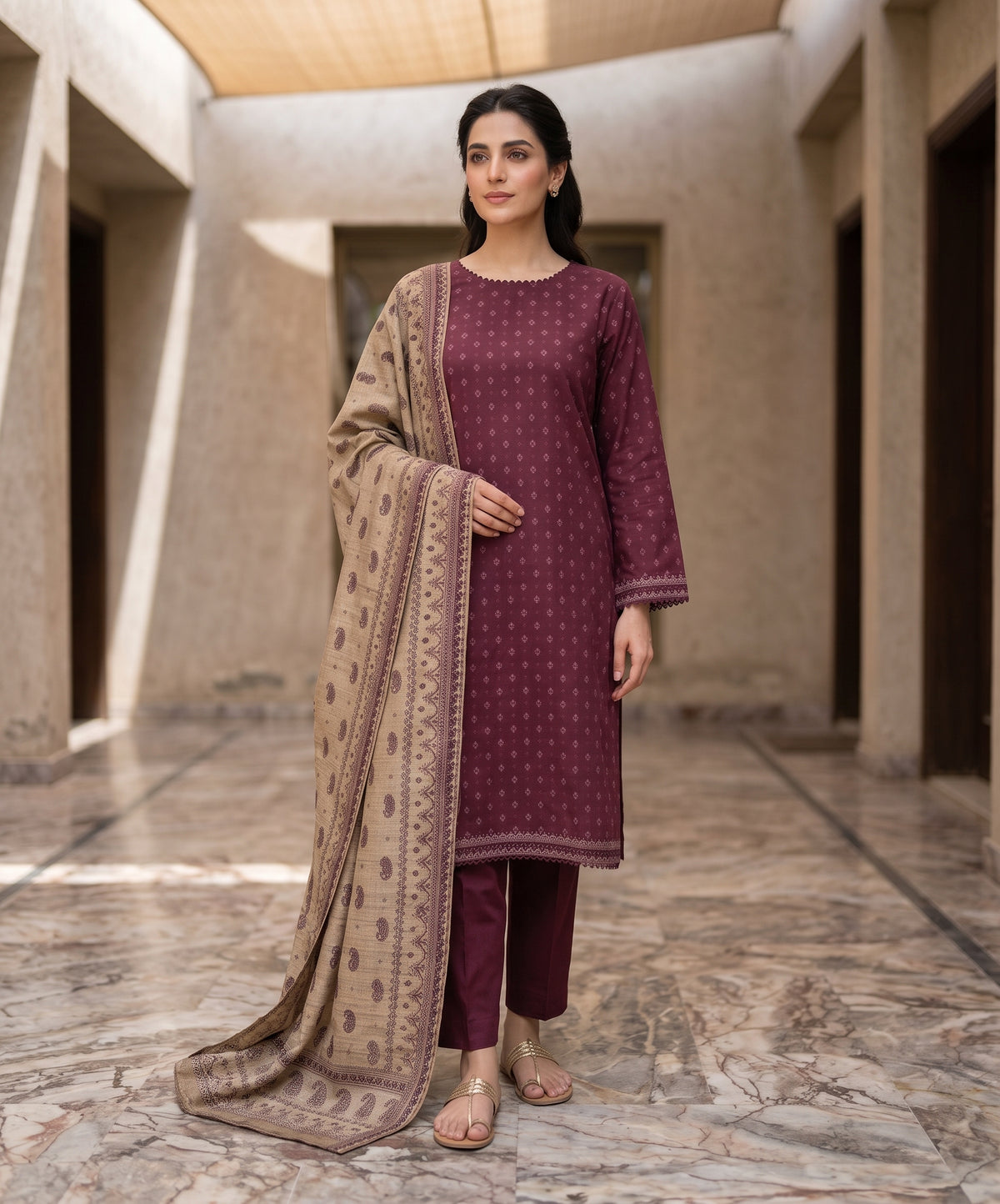 Bin Saeed Digital Printed Khaddar Stitched 3PC