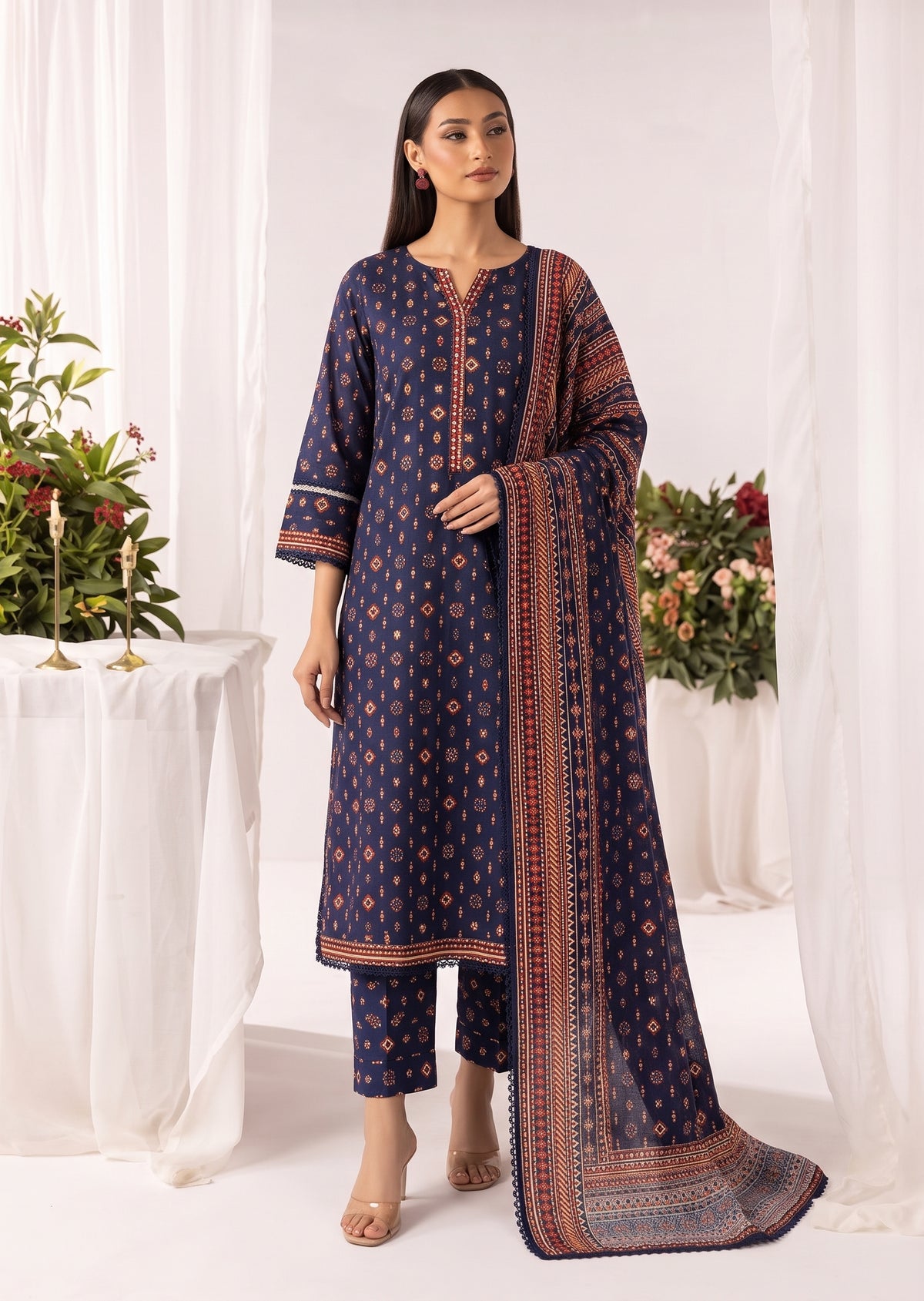 Bin Saeed Digital Printed Airline Long Khaddar Stitched 3PC