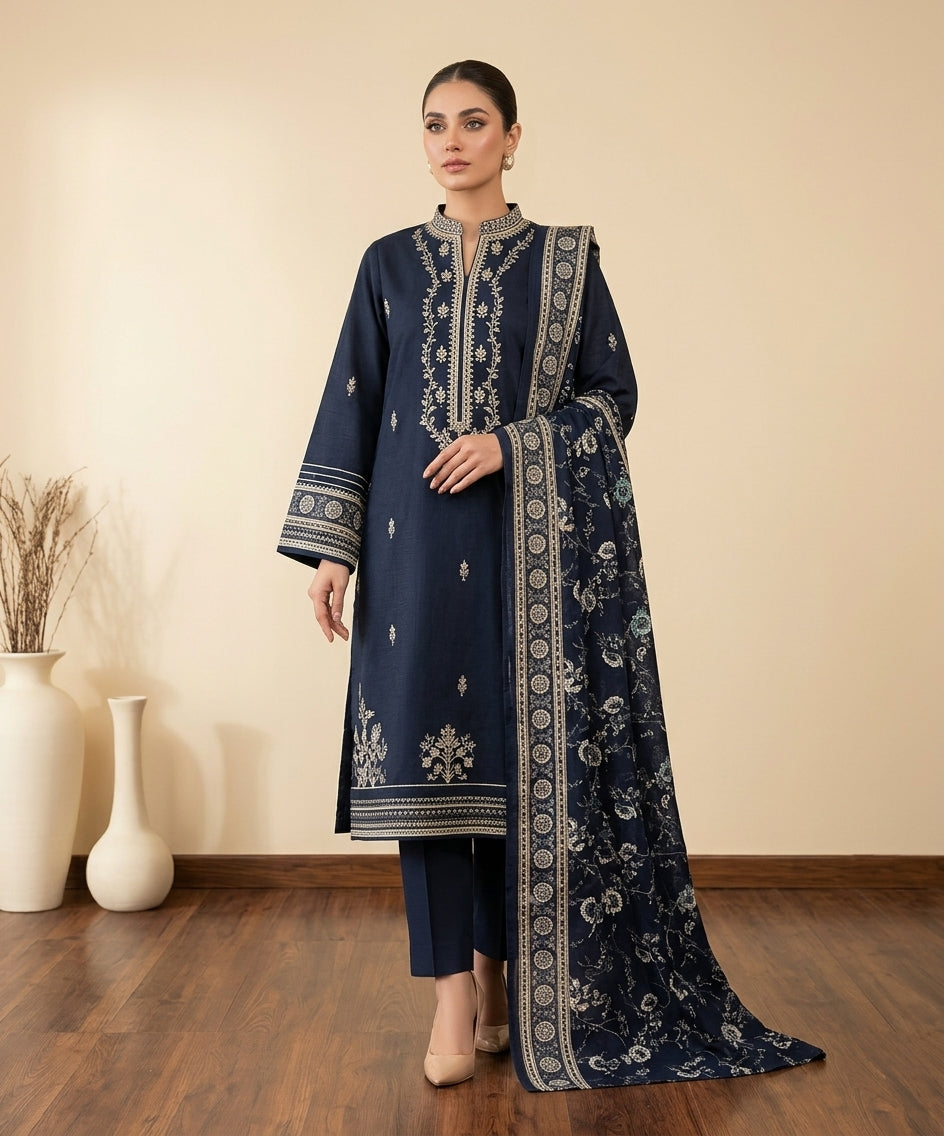 Nisha By Shanaya Digital Printed Stone Linen 3PC
