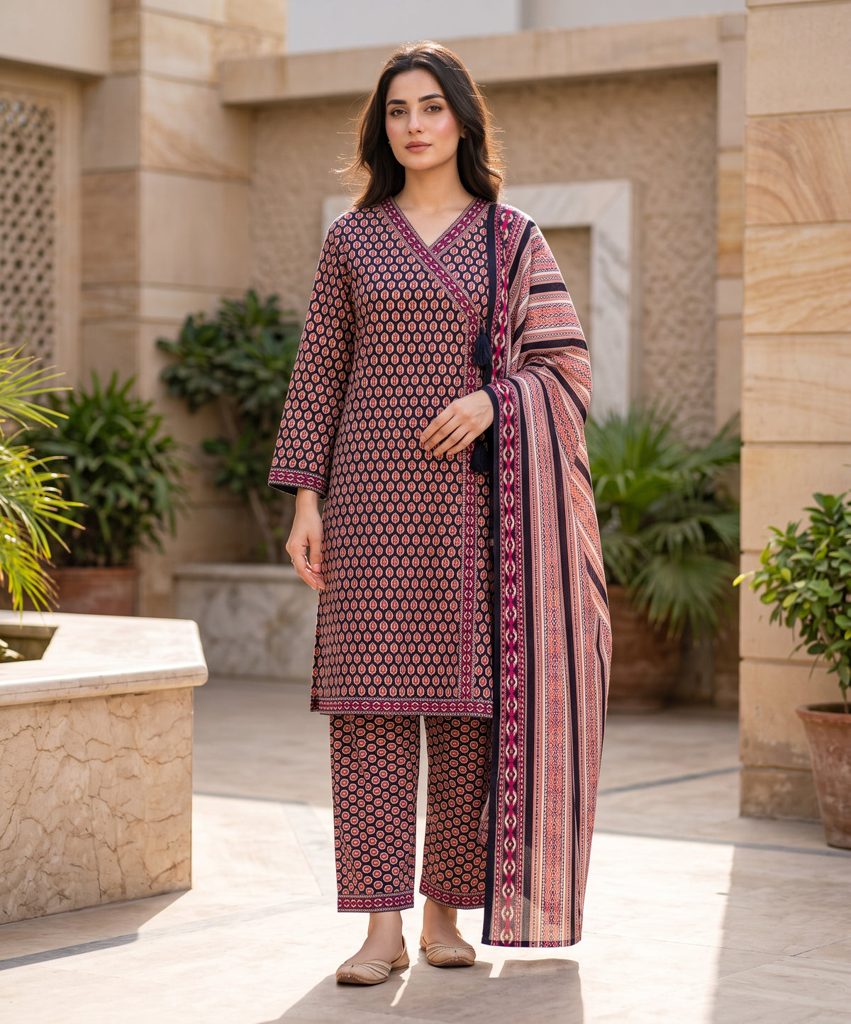 Regalia Premium Printed Stitched Khaddar With Printed Trouser 3PC