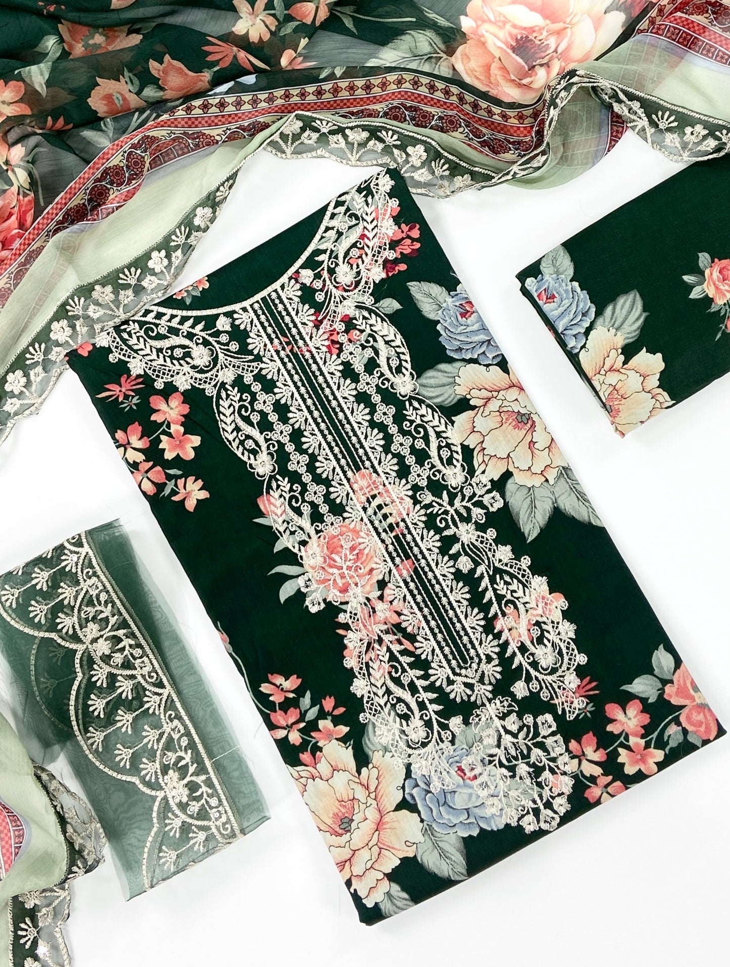 Rangreza Embroidered & Digital Printed Lawn With Patches 3PC