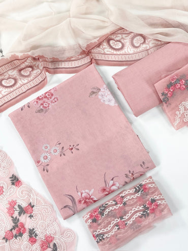 Mahnur By Shanaya Printed Lawn With Emb Patches 3PC