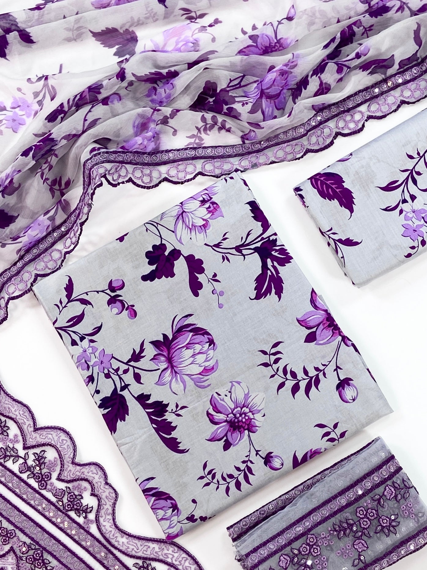 Aneelas Embroiderd & Digital Printed Lawn 3PC