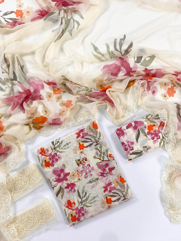 Crimson Embroiderd & Digital Printed Lawn 3PC