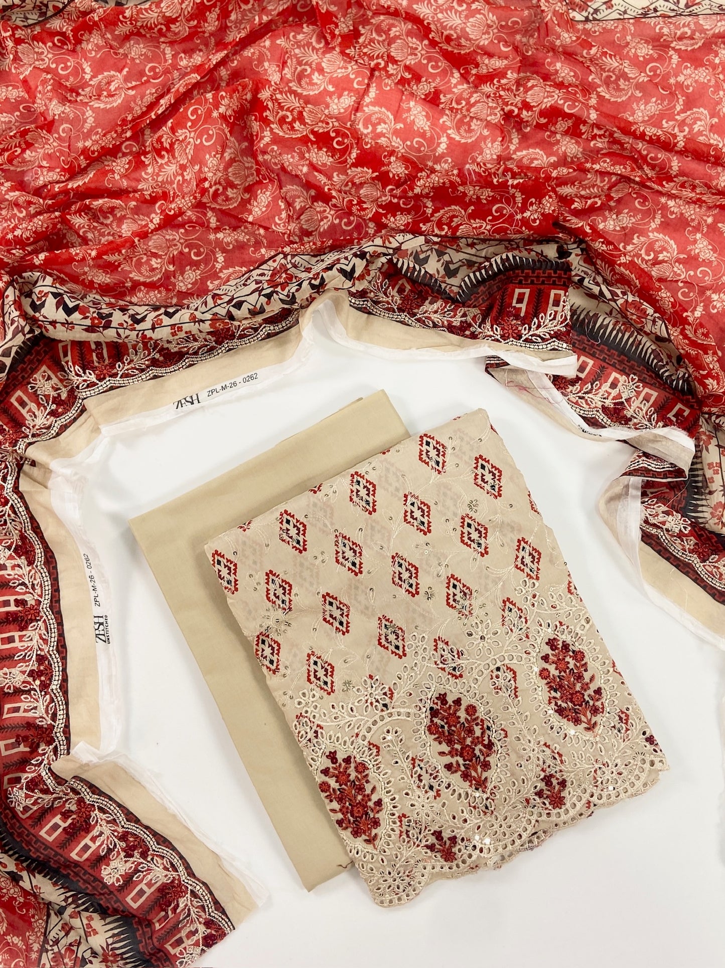 Zesh Airjet Printed Embroidered Lawn With Boring Work 3PC