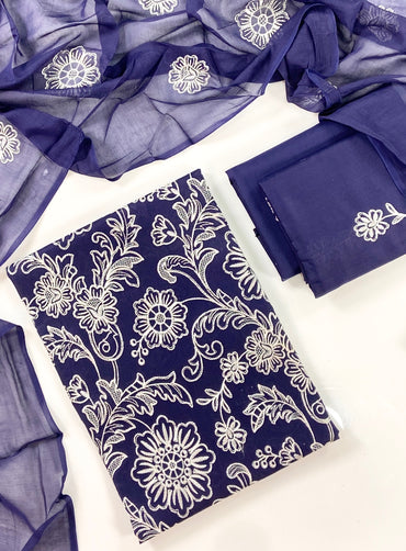Bareeze Plain Emb Lawn With Slub Voile Dupatta 3PC