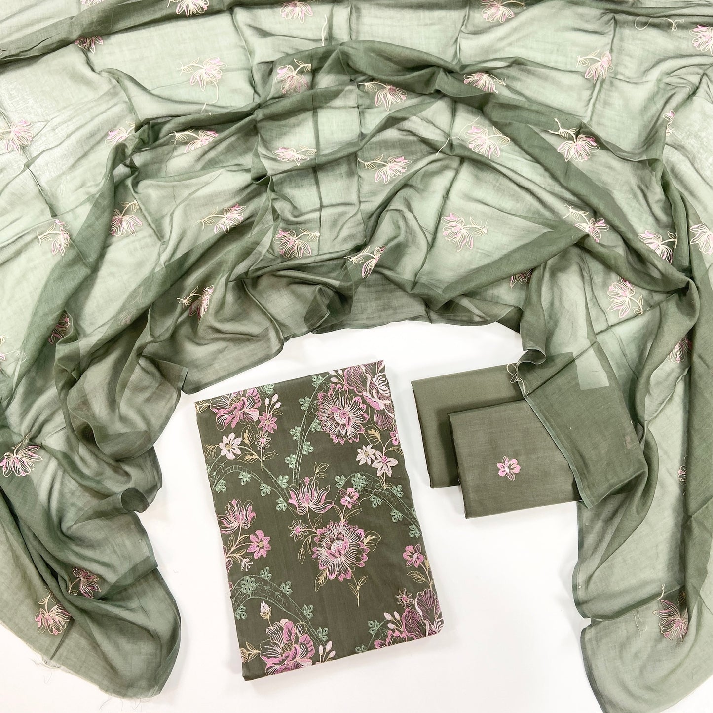 Bareeze Plain Emb Lawn With Slub Voile Dupatta 3PC
