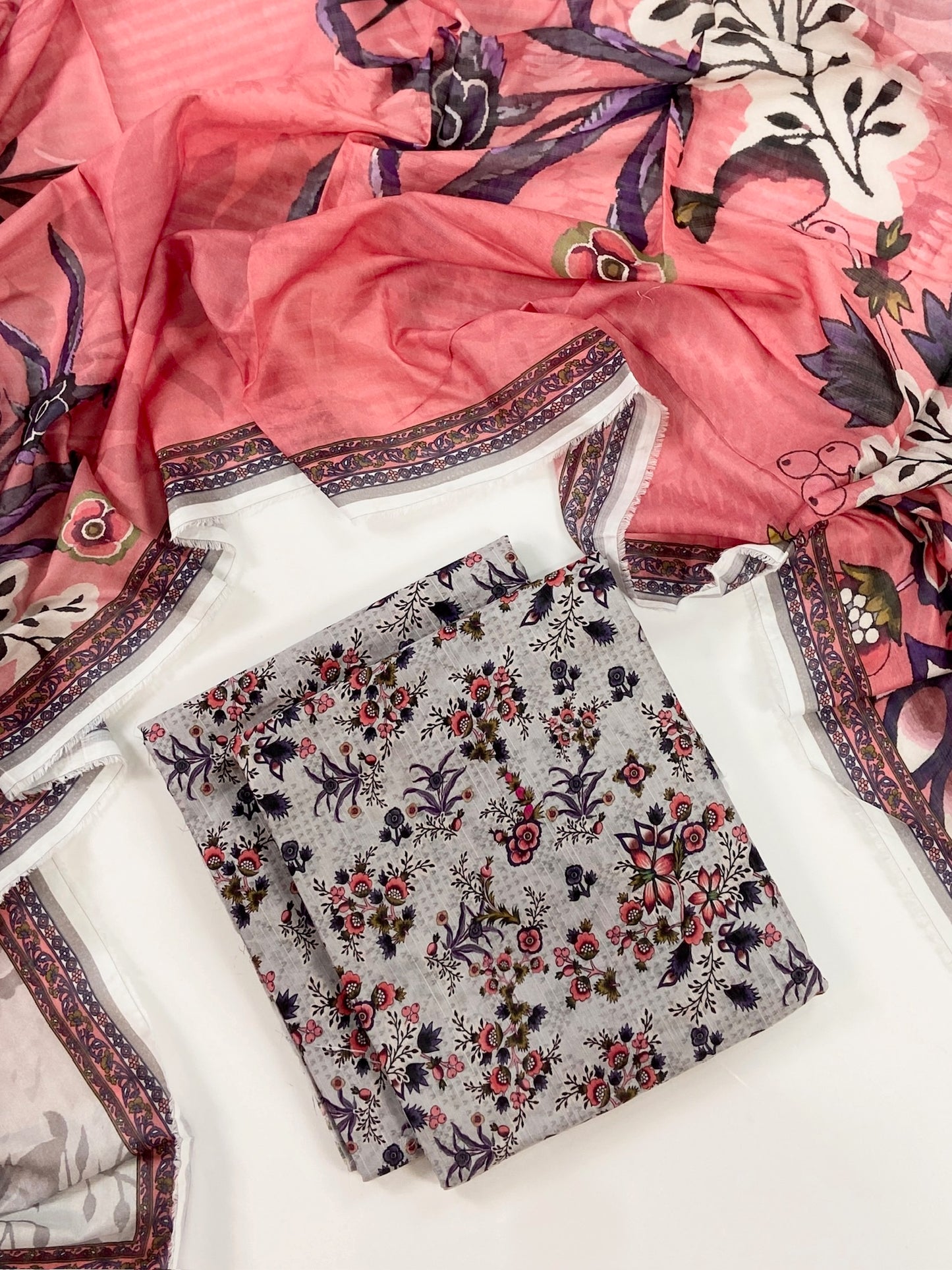 Flows By Almeerah Premium Printed Stripe Lawn 3PC
