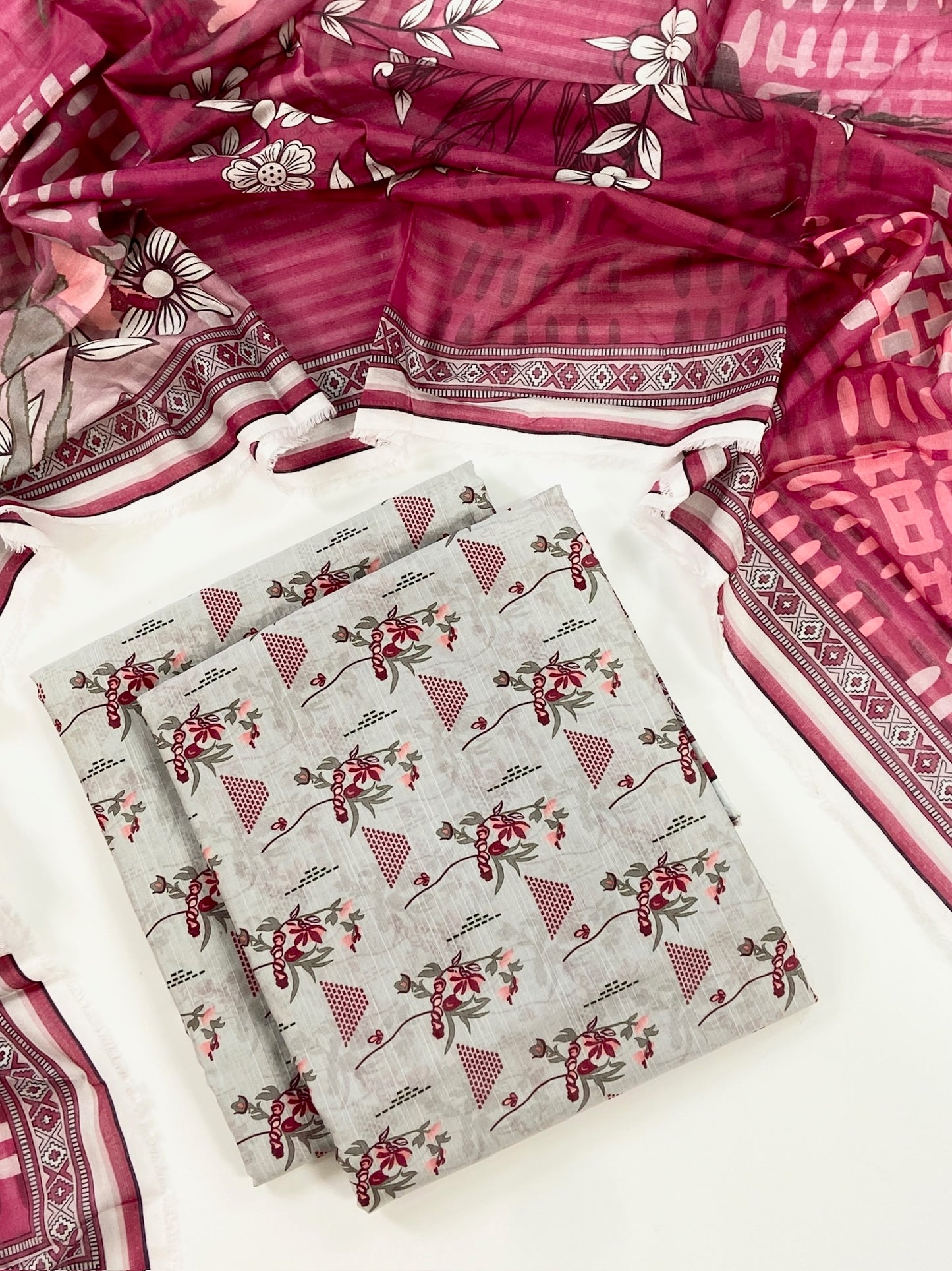 Flows By Almeerah Premium Printed Stripe Lawn 3PC