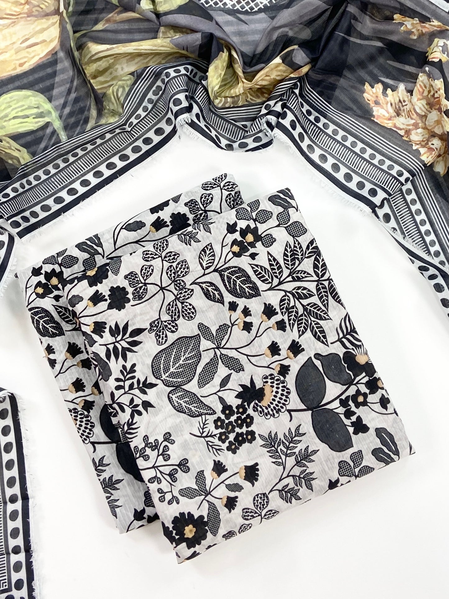 Flows By Almeerah Premium Printed Stripe Lawn 3PC