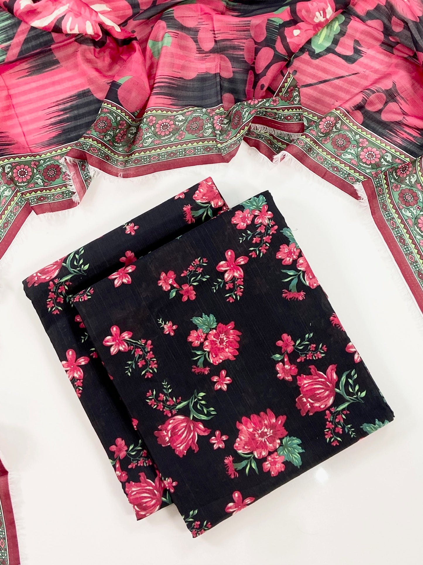Flows By Almeerah Premium Printed Stripe Lawn 3PC