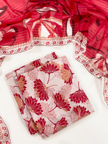 Petals & Paisley By Almeerah Premium Printed Stripe Lawn 3PC