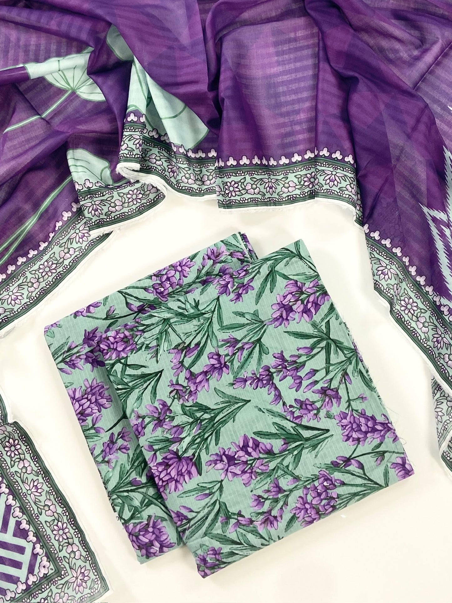 Petals & Paisley By Almeerah Premium Printed Stripe Lawn 3PC