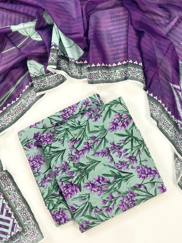 Petals & Paisley By Almeerah Premium Printed Stripe Lawn 3PC