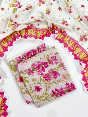 Petals & Paisley By Almeerah Premium Printed Stripe Lawn 3PC