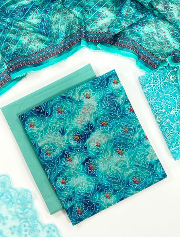 Fleur By Almeerah Premium Printed Lawn With Emb Patches 3PC
