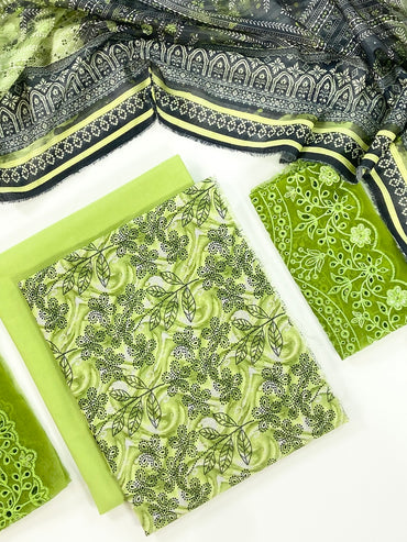 Fleur By Almeerah Premium Printed Lawn With Emb Patches 3PC