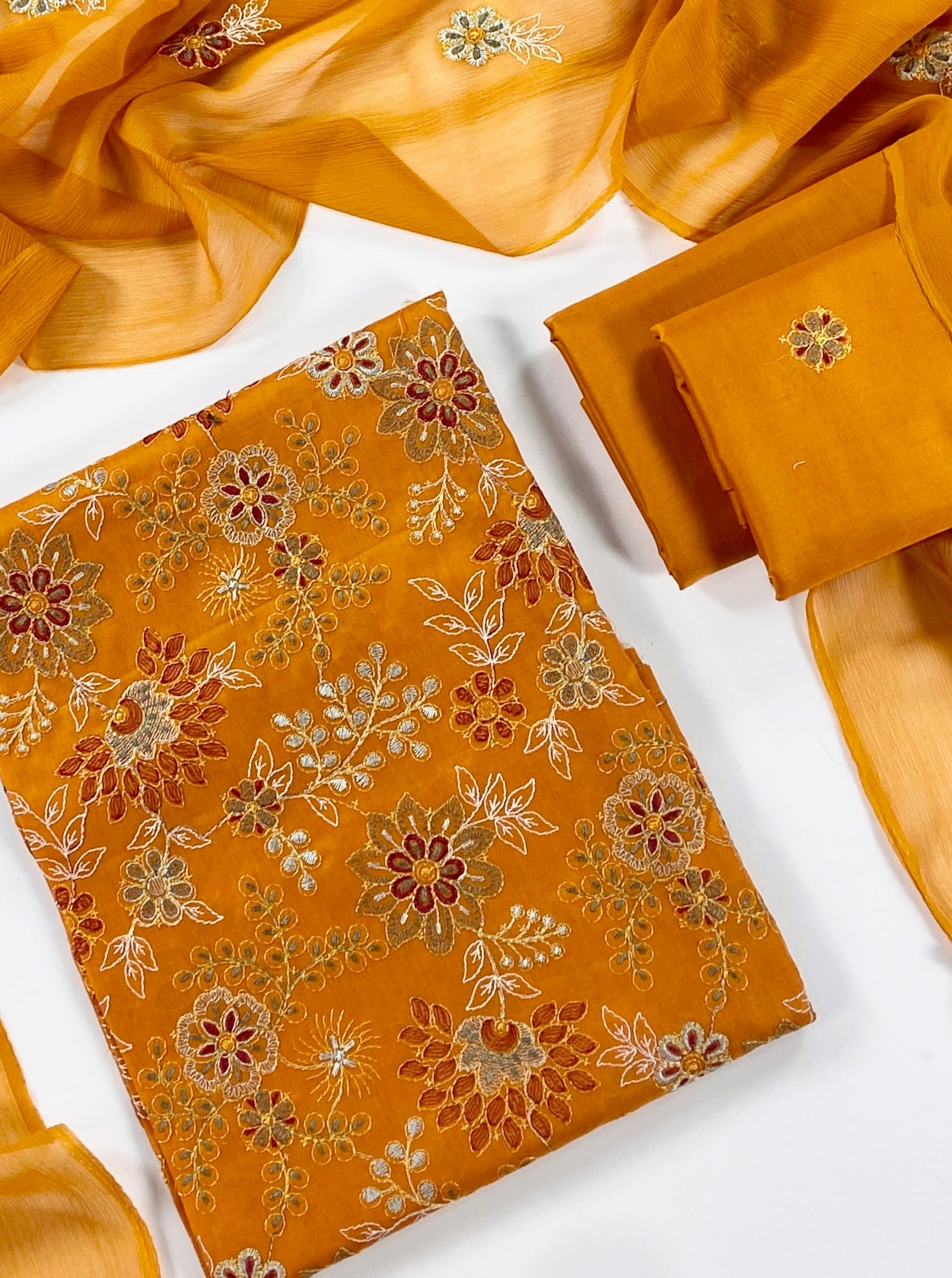 Bareeze Plain Emb Lawn With Chiffone Dupatta 3PC