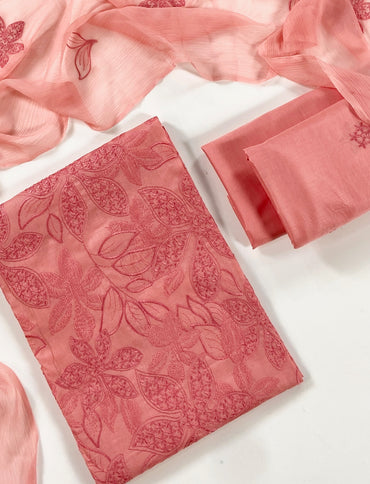 Bareeze Plain Emb Lawn With Chiffone Dupatta 3PC
