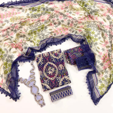 M.Prints By Maria B Digital Printed Lawn With Chiffon Dupatta 3PC
