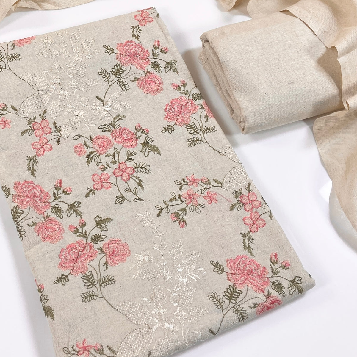 Bareeze Embroidered White Karandi 3PC