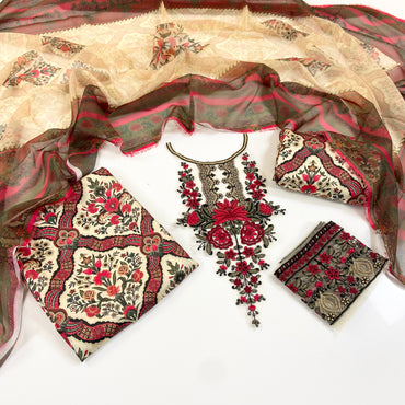 Asifa Nabeel Shamoz Silk With Emb Patches 3PC