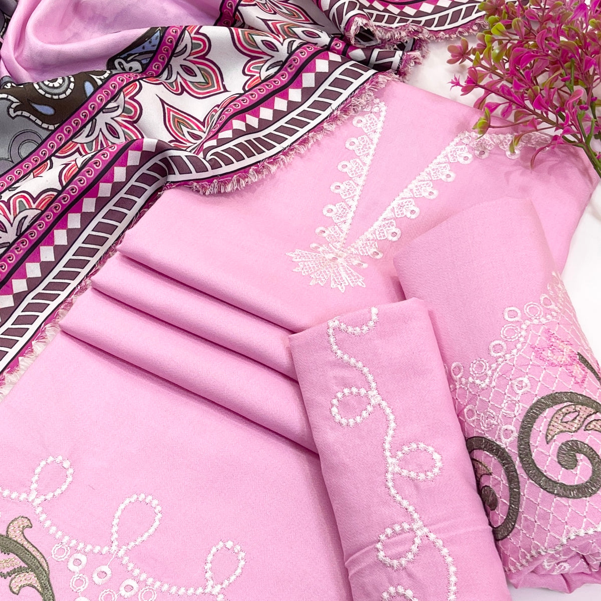 Aneelas Embroidered Dhanak 3PC
