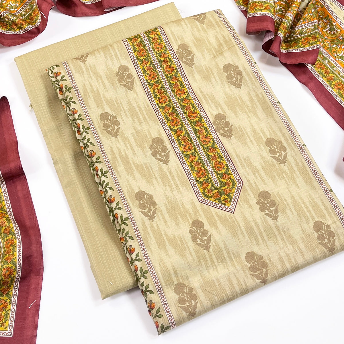 Rijja By Murashe Digital Printed Slub Linen 3PC
