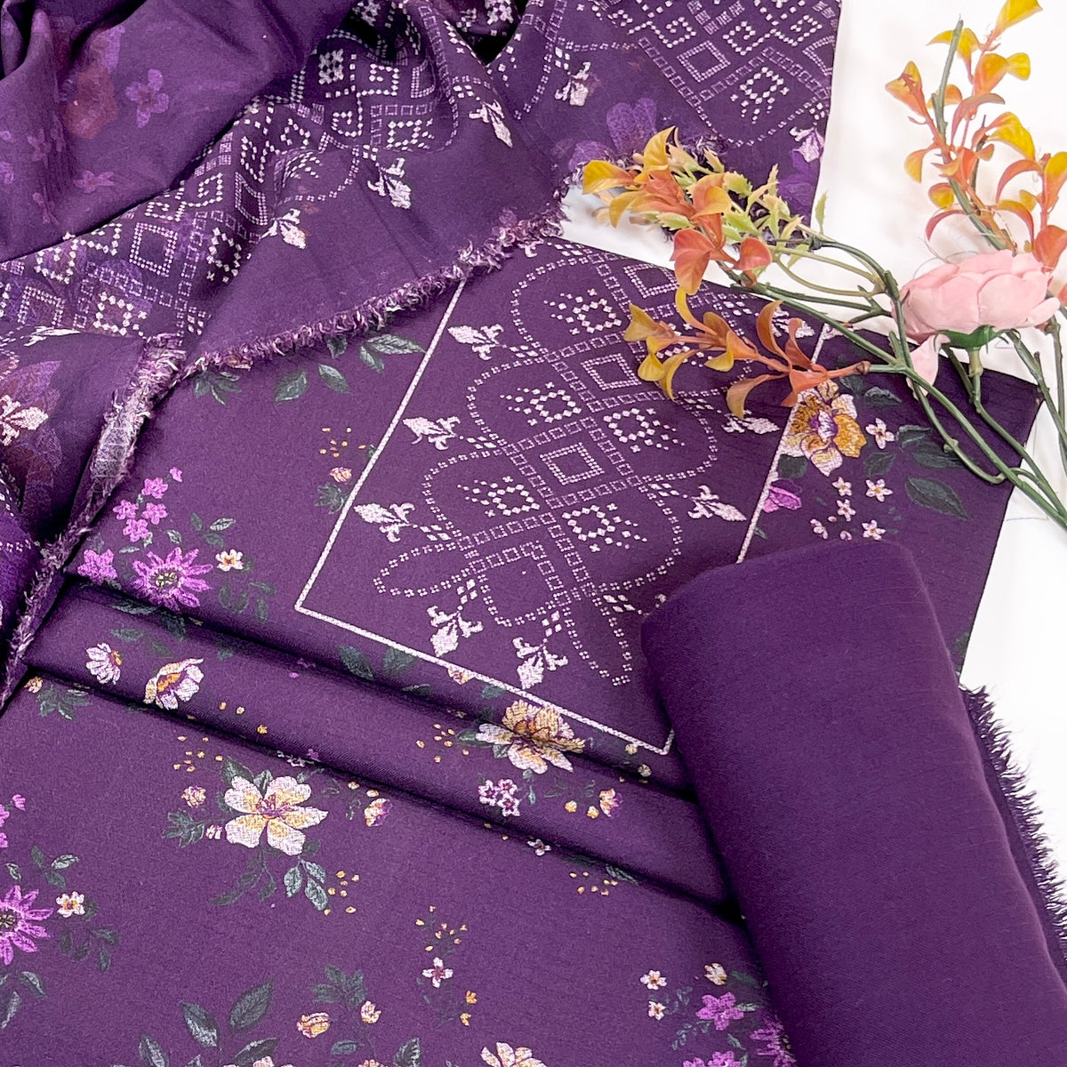 Kayseria Digital Printed Dhanak 3PC