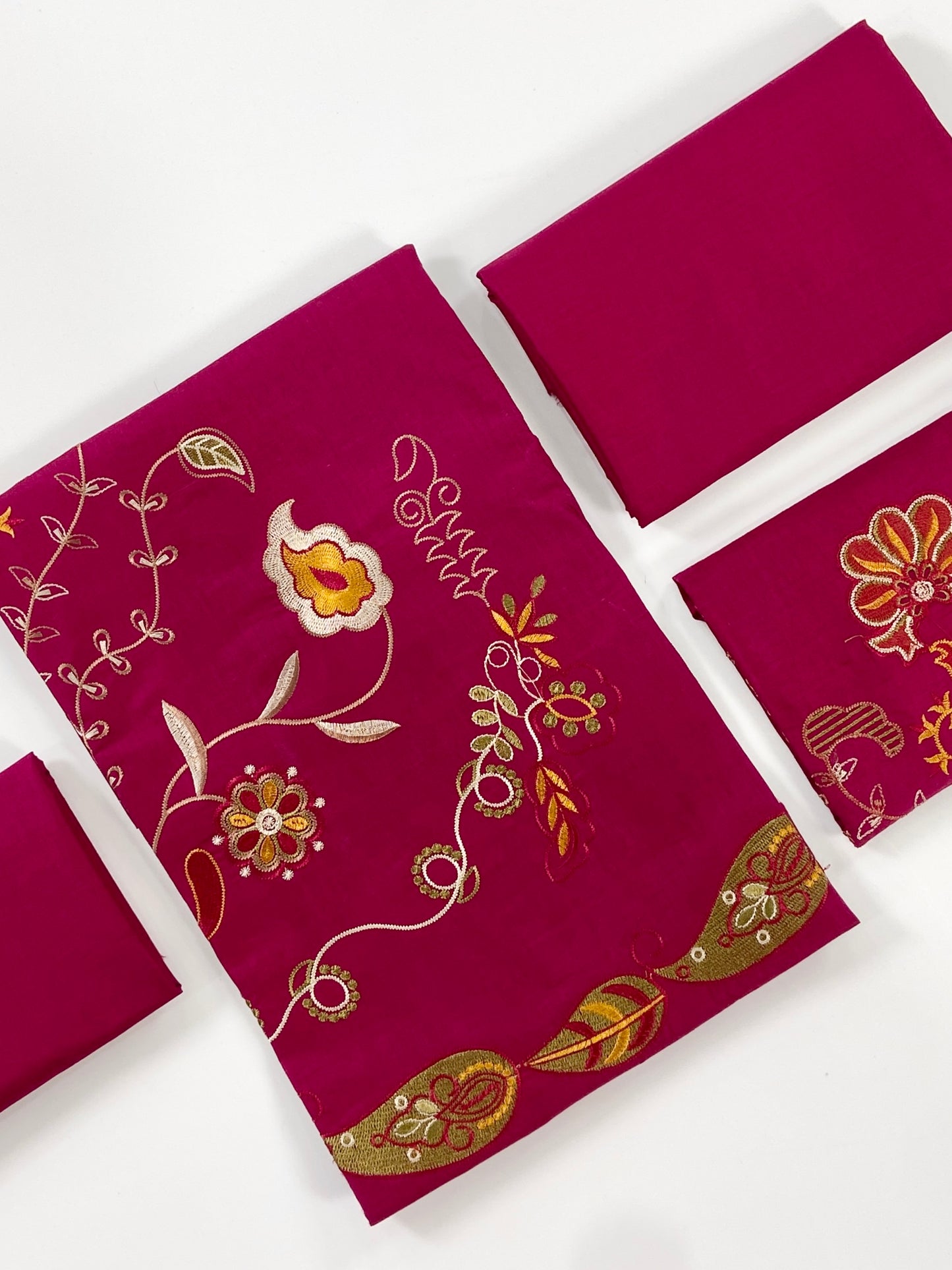 Ethnic Plain Emb Lawn 2PC