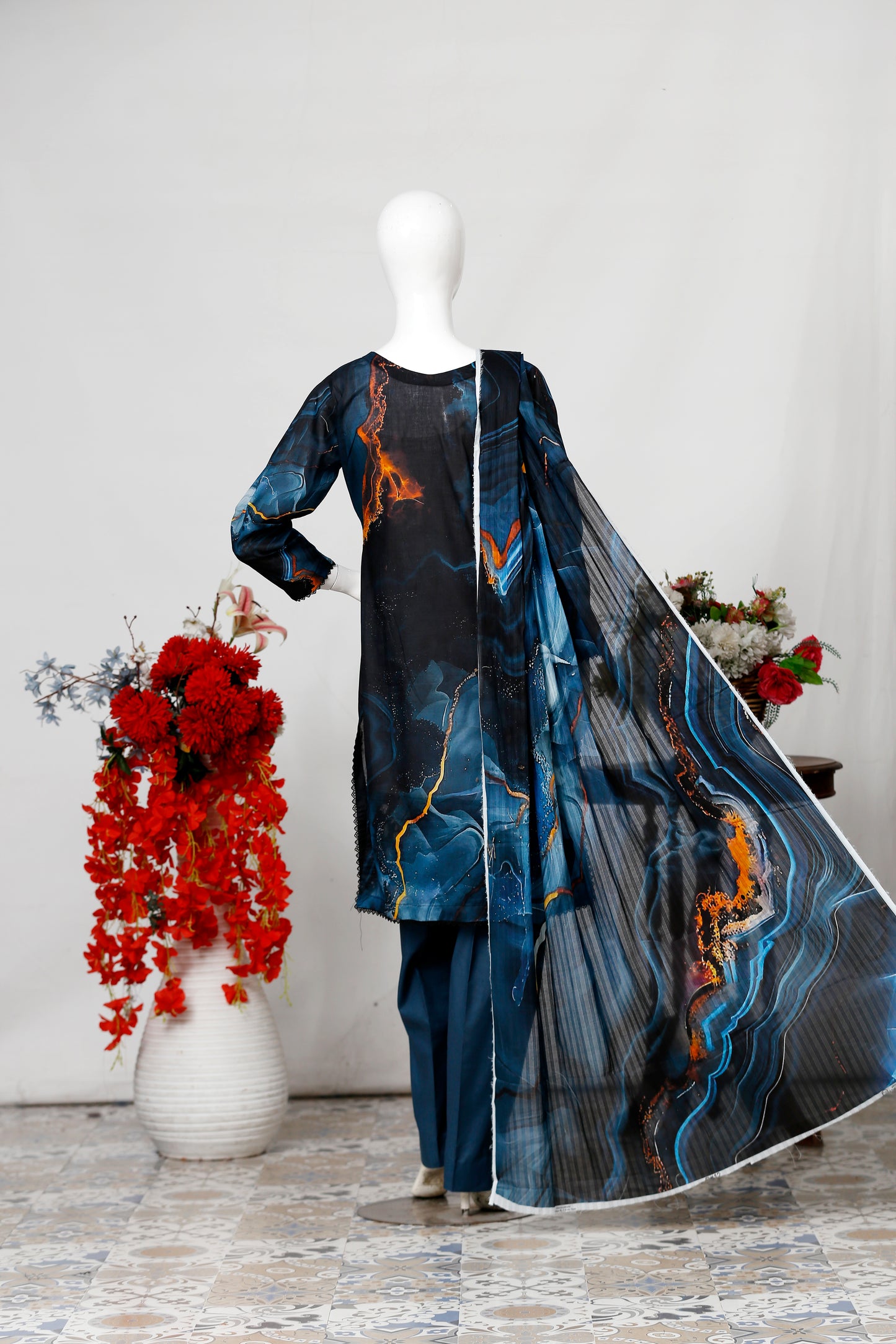 Phoolkari By Anaya Noor Printed With Laserkari Emb 3-PC