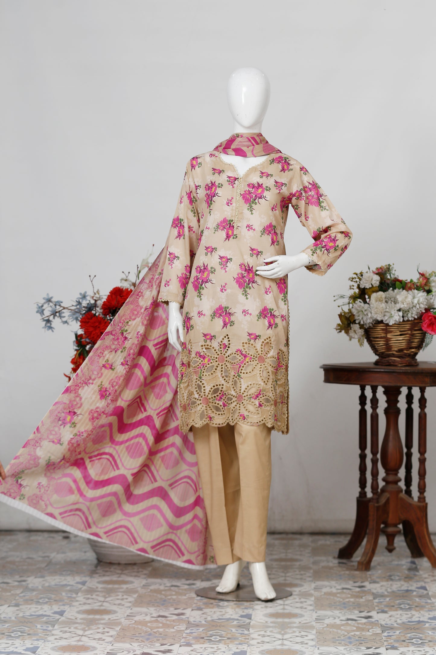 Phoolkari By Anaya Noor Printed With Laserkari Emb 3-PC