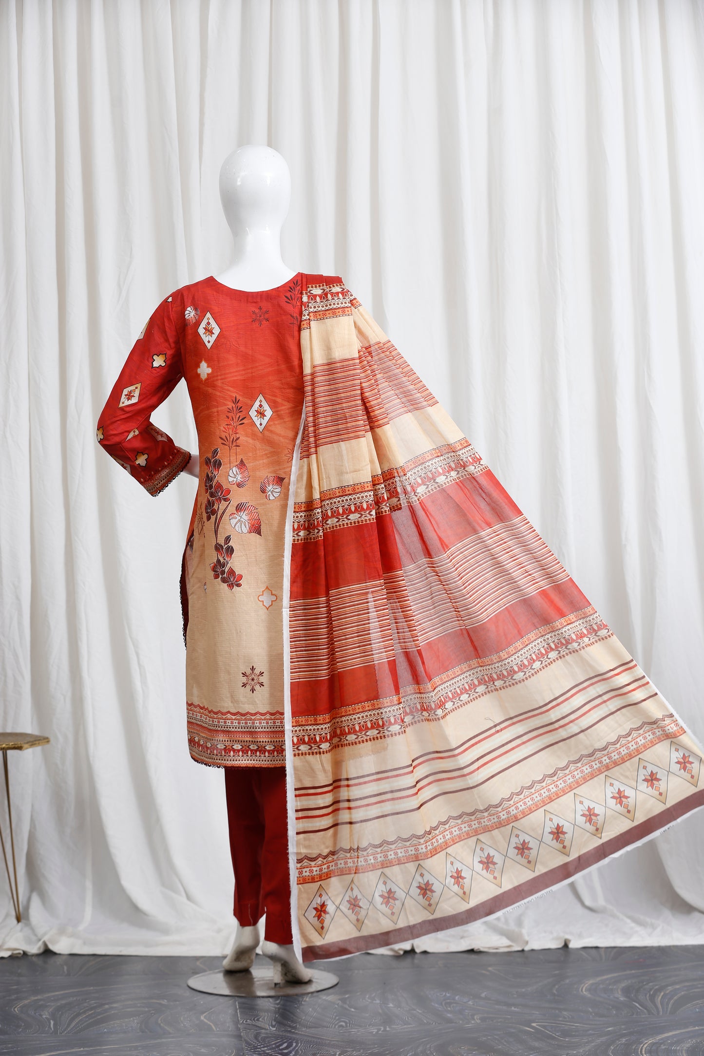 Falisha By Anaya Noor Print Emb Chickenkari 3-PC