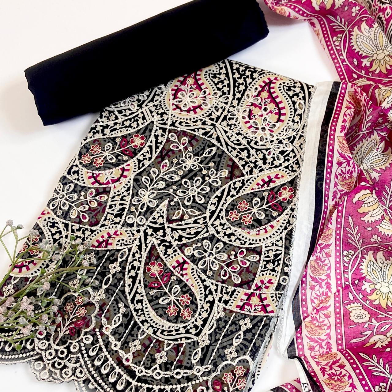 Jaffrani Premium Printed & Emb Laserkari Lawn 3PC