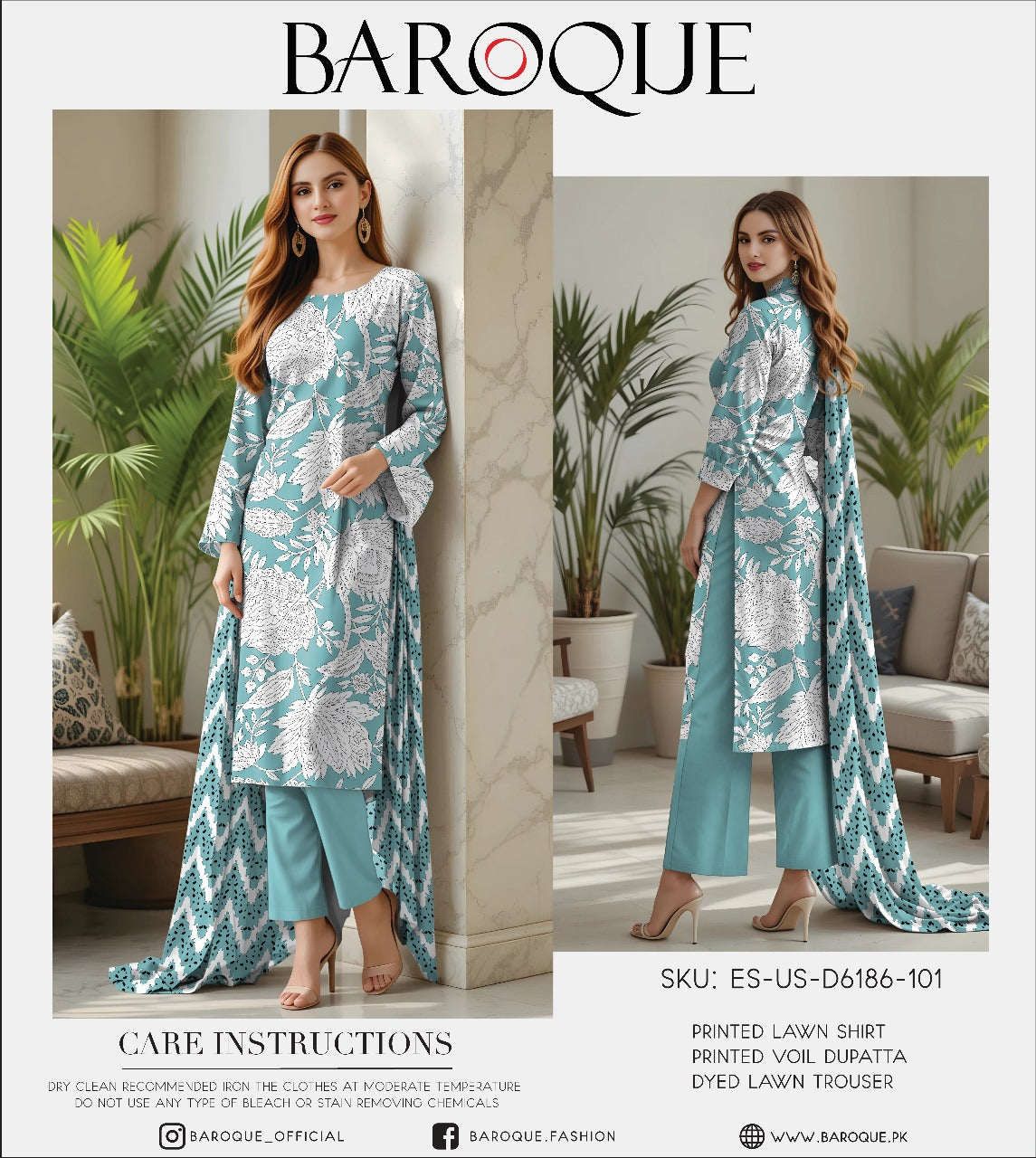 Baroque Digital Printed Lawn 3PC